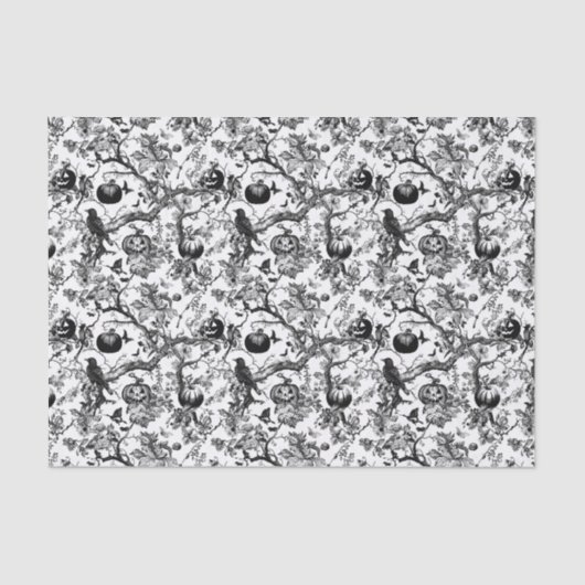 Papier Mousseline Toile d'Halloween noir et blanc (Recto)