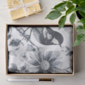 Papier Mousseline Toile d'oiseaux gris charbon (Cadeau)