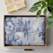 Papier Mousseline Toile du Jouy Blue Faux French (Cadeau)