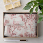 Papier Mousseline Toile du Jouy Red Faux French  (Cadeau)
