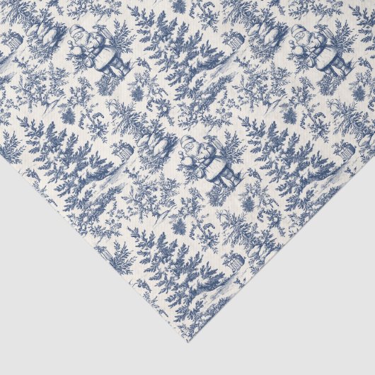 Papier Mousseline Toile Père Noël de Noël bleu (Détail)