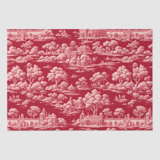 Papier Mousseline Toile rouge de Jouy (Recto)