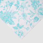 Papier Mousseline Toile turquoise Florale (Détail)