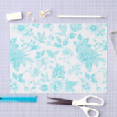 Papier Mousseline Toile turquoise Florale (Artisanat)