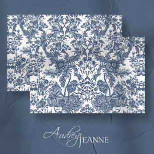 Papier Mousseline Toile vintage Floral Marine Découpage bleu et blan