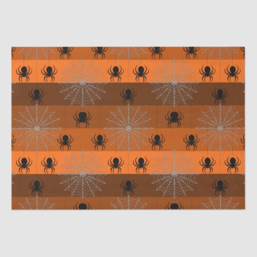 Papier Mousseline Toiles d'araignée d'Halloween avec araignées sur o (Recto)
