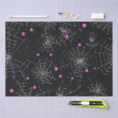 Papier Mousseline Toiles d'araignées et points Halloween noir modern (Artisanat)