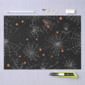Papier Mousseline Toiles d'araignées et points Halloween noir modern (Artisanat)