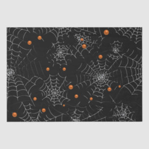 Papier Mousseline Toiles d'araignées et points Halloween noir modern