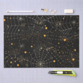 Papier Mousseline Toiles d'araignées et points Halloween noir modern (Artisanat)