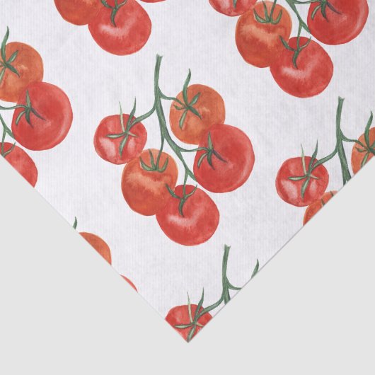 Papier Mousseline Tomates Aquarelle Blanc Cadeau (Détail)