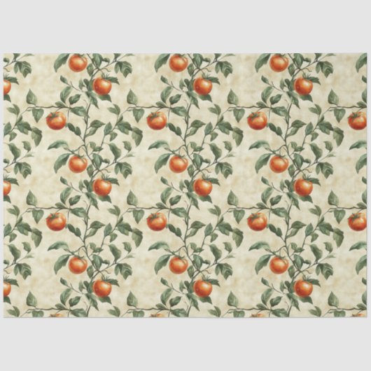 Papier Mousseline Tomates aquarelles sur la vigne (Recto)