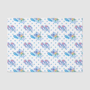 Papier Mousseline Tongs de flip-flop bleus et chapeau de soleil