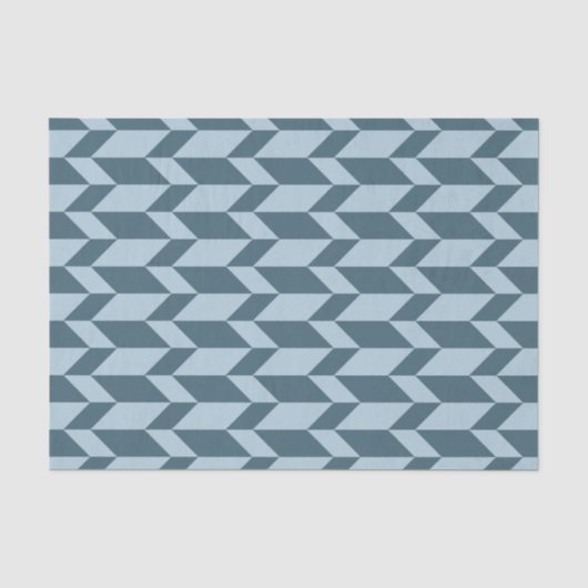 Papier Mousseline Tons Bleus Gras Deux Tons Flèche Chevron (Recto)