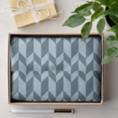 Papier Mousseline Tons Bleus Gras Deux Tons Flèche Chevron (Cadeau)