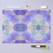 Papier Mousseline Tons de Lavande et de Fleurs Abstraites Vertes Tis (Artisanat)