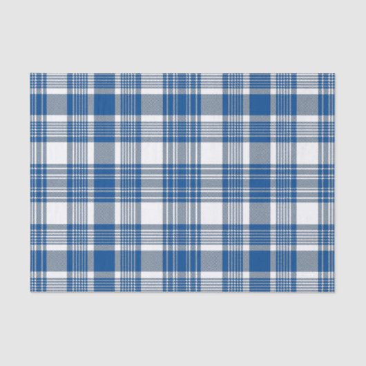 PAPIER MOUSSELINE TONS DE MOTIF BLEU PLAID (Recto)
