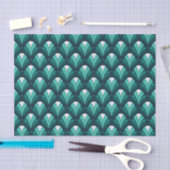 PAPIER MOUSSELINE TONS DE MOTIFS ART DÉCO TURQUOISES (Artisanat)