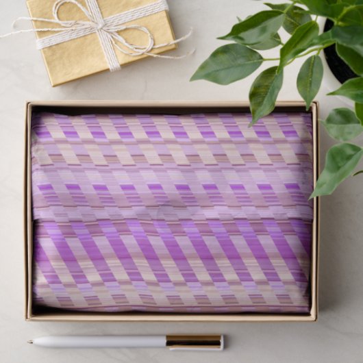 Papier Mousseline Tons de rayures violettes (Cadeau)