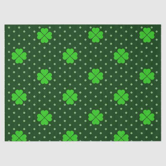 PAPIER MOUSSELINE TONS DE SHAMROCKS CELTIQUES IRLANDAIS VERTS CLAIRS (Recto)