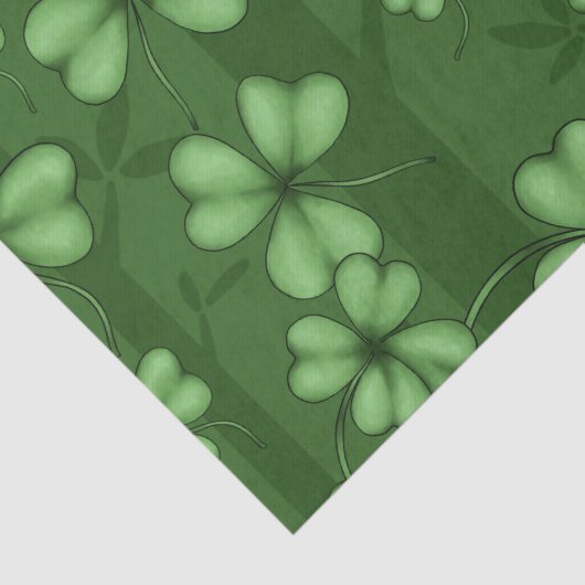 PAPIER MOUSSELINE TONS DE SHAMROCKS IRLANDAIS VERTS (Détail)