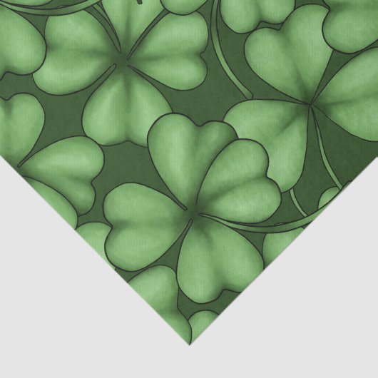 PAPIER MOUSSELINE TONS DE SHAMROCKS IRLANDAIS VERTS (Détail)