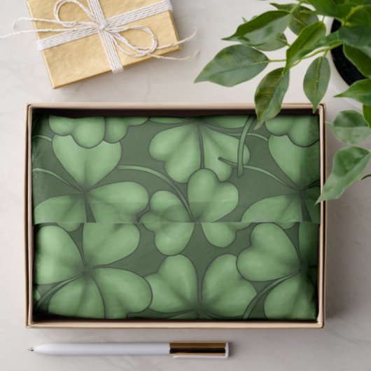 PAPIER MOUSSELINE TONS DE SHAMROCKS IRLANDAIS VERTS (Cadeau)