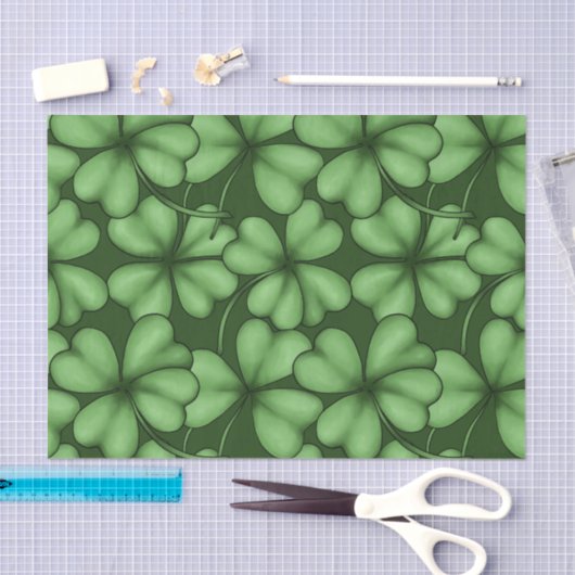PAPIER MOUSSELINE TONS DE SHAMROCKS IRLANDAIS VERTS (Artisanat)