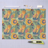 Papier Mousseline Tons de terre riche fleurs exotiques sans couture  (Artisanat)