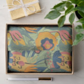 Papier Mousseline Tons de terre riche fleurs exotiques sans couture  (Cadeau)