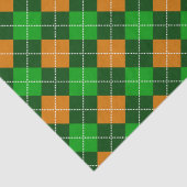 PAPIER MOUSSELINE TONS DE VERT & ORANGE MOTIF PLAID IRLANDAIS (Détail)