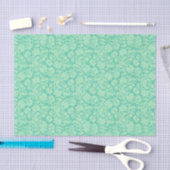 Papier Mousseline Tons vert menthe Motif Damas florales (Artisanat)