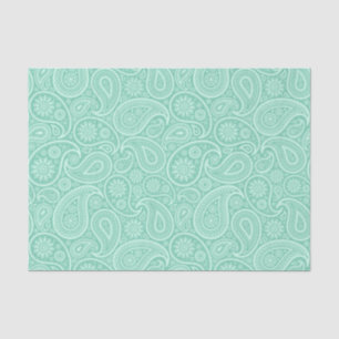 Papier Mousseline Tons vert teint cachemire motif