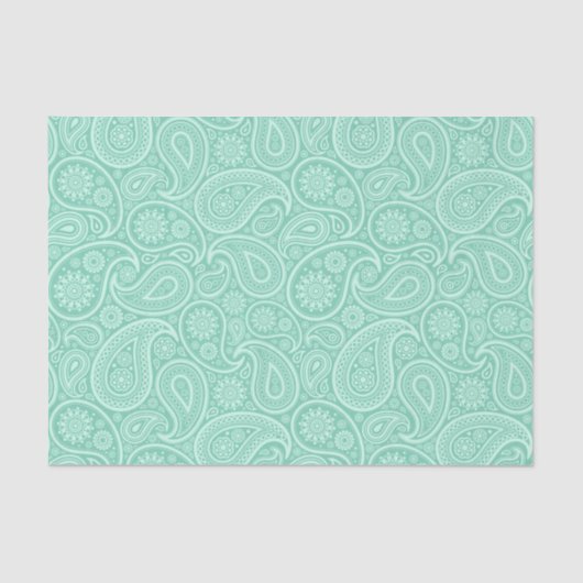 Papier Mousseline Tons vert teint cachemire motif (Recto)