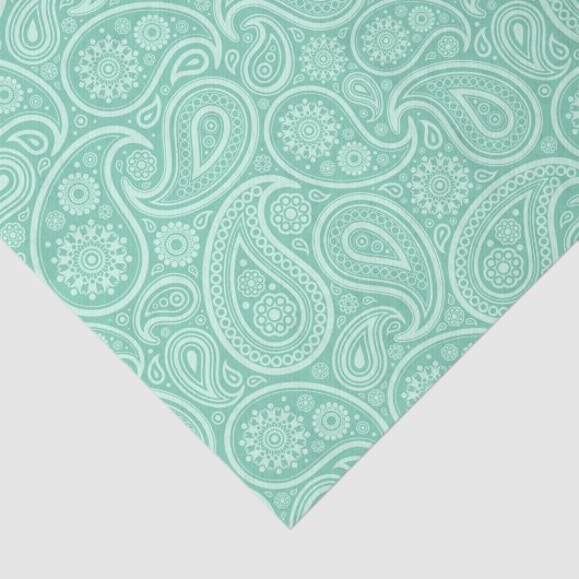 Papier Mousseline Tons vert teint cachemire motif (Détail)