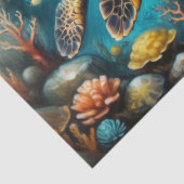 Papier Mousseline Tortue de mer au fond de l'océan - Découpage (Détail)