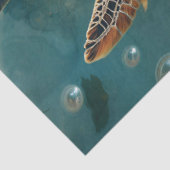 Papier Mousseline Tortue de mer avec roses roses roses découpage (Détail)