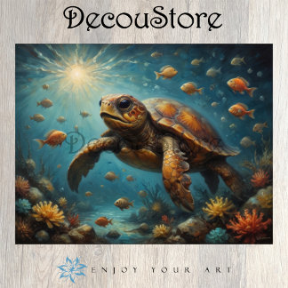 Papier Mousseline Tortue de mer découpage sous-marin