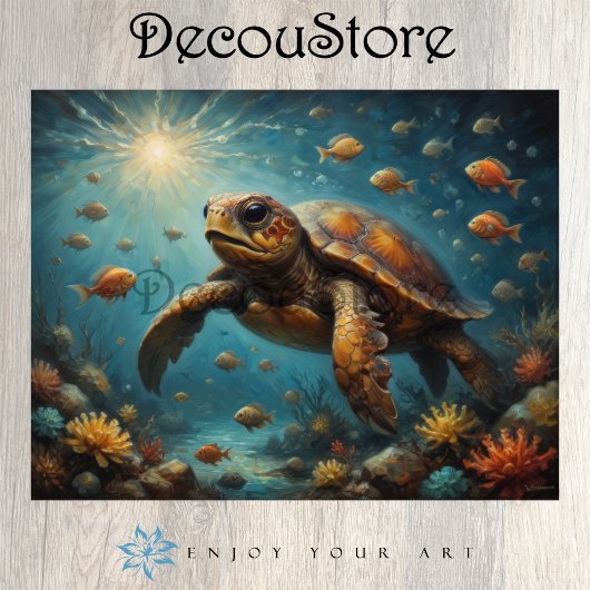 Papier Mousseline Tortue de mer découpage sous-marin