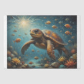Papier Mousseline Tortue de mer découpage sous-marin (Recto)