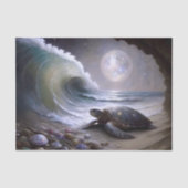 Papier Mousseline Tortue de mer Lune Ocean Wave Decoupage (Recto)