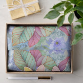 Papier Mousseline Tortue de mer tropicale et fleurs d'aquarelle (Cadeau)