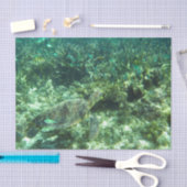 Papier Mousseline Tortue de mer verte, poisson tropical et corail (Artisanat)