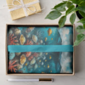 Papier Mousseline Tortue marine à tête germinale dans un récif avec  (Cadeau)