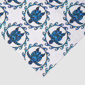 Papier Mousseline Tortue tribale bleue Sun (Détail)