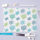 Papier Mousseline Tortues bleues et vertes (Artisanat)