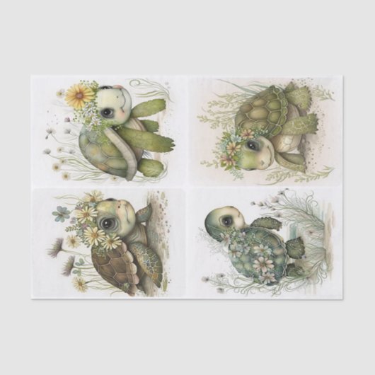 Papier Mousseline Tortues de bébé (Recto)