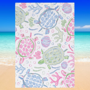 Papier Mousseline Tortues de mer à l'aquarelle Océan Côtier