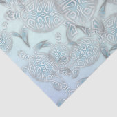 Papier Mousseline Tortues de mer argentées Motif violet (Détail)