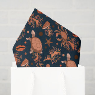 Papier Mousseline Tortues de mer mignonnes crabs tapage fete plage